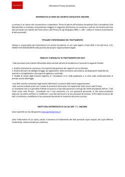 INFORMATIVA AI SENSI DELLA LEGGE 675/96