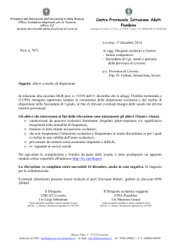 Livorno, 17 dicembre 2014 Ai sigg. Dirigenti scolastici e Gestori