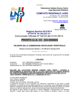 Comunicato Ufficiale N° 64/C5 del 31/01/2014 PRONTO AIA C5 333