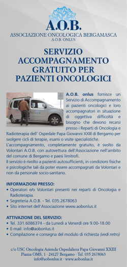 servizio accompagnamento gratuito per pazienti oncologici