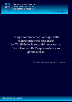 Il lungo cammino per Santiago della rappresentativit&agrave; sindacale