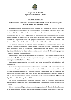 Il comunicato della prefettura