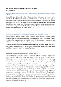 DUE NOTIZIE APPARENTEMENTE SLEGATE FRA LORO: 19