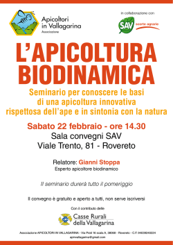 Invito Apicoltura biodinamica - Associazione Apicoltori Val di Sole