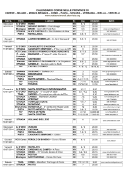 CALENDARIO CORSE NELLE PROVINCE DI