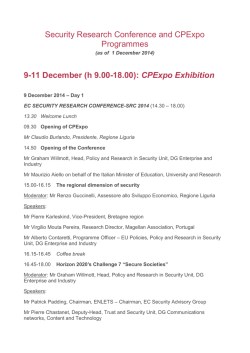 Security Research Conference and CPExpo Programmes 9-11