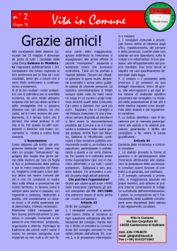 2 - giugno - Le attività della minoranza nel Comune di Gabiano