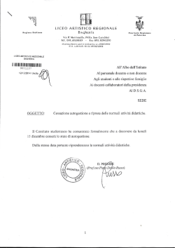 Cessazione autogestione e ripresa delle normali attività