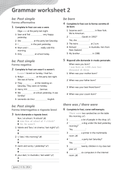 Grammar worksheet 2 be: Past simple