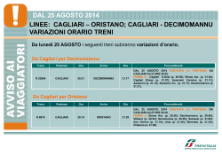 DAL 25 AGOSTO 2014 LINEE: CAGLIARI – ORISTA