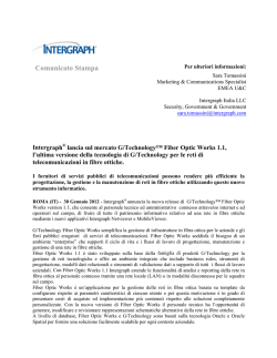 Intergraph &reg; lancia sul mercato G/Technology&trade; Fiber Optic Works