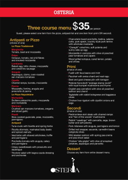 Three course menu $ 35per person OSTERIA