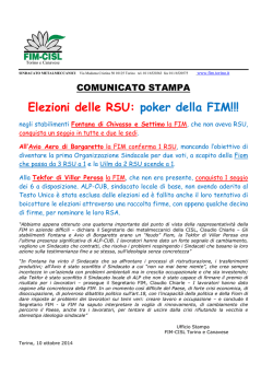 Elezioni delle RSU: poker della FIM!!!