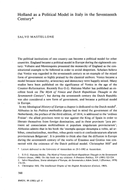 Holland as a Political Model In Italy In the Seventeenth Century*