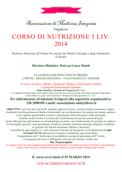 CORSO DI NUTRIZIONE I LIV. 2014