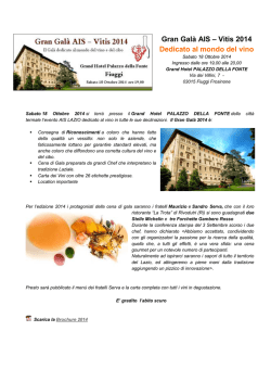 Gran Gal&agrave; AIS &ndash; Vitis 2014 Dedicato al mondo del vino