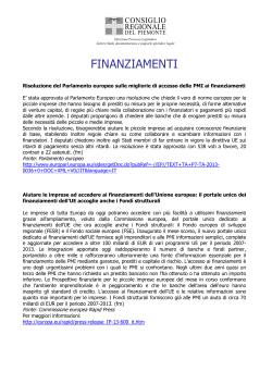 FINANZIAMENTI - Consiglio Regionale del Piemonte