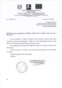 Invito manifestazione GIOCHI...AMO con il Galilei giochi del corpo e