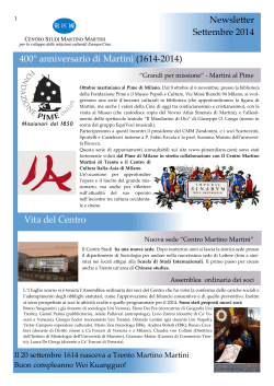 Newsletter Settembre 2014 - Centro Studi Martino Martini