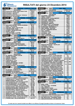 RISULTATI del giorno 23 Dicembre 2014