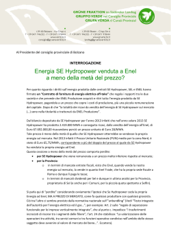 Energia SE Hydropower venduta a Enel a meno della metà del