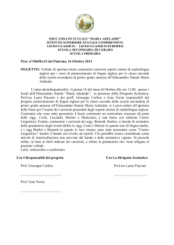 Prot. n°10650/c12 del Palermo, 16 Ottobre 2014 OGGETTO: Verbale