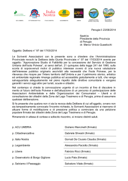 Lettera inviata al Presidente della Provincia di Perugia