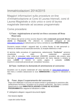 Immatricolazione ai Corsi di Laurea ad accesso programmato