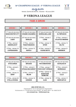 CALENDARIO FASE A GIRONI 5a VERONA LEAGUE