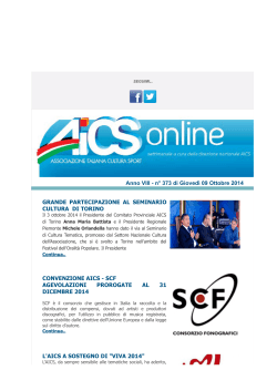 AICS ON LINE N° 373 del 09/10/2014
