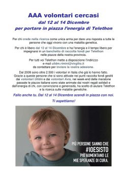 AAA volontari cercansi dal 12 al 14 dicembre