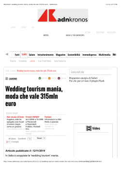 wedding tourism mania, moda che vale 315mln euro