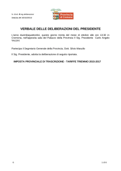 Delibera tariffe 2015 - Provincia di Cremona