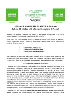 JOBS ACT - Unit&agrave; Sindacale - Falcri Silcea