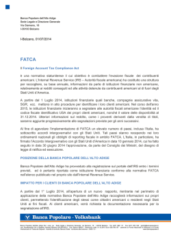 I-Bolzano, 01/07/2014 Il Foreign Account Tax Compliance Act &egrave; una