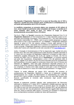 Fiat deposita il Registration Statement F