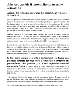 Jobs Act novità - Filca Cisl Cuneo