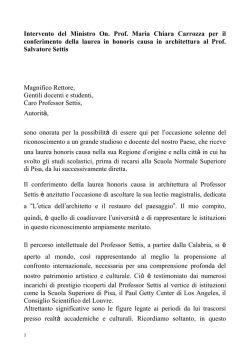 Intervento del Ministro On. Prof. Maria Chiara Carrozza per il