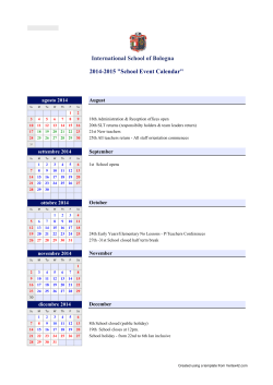 School Calendar 2014\15 - International School of Bologna