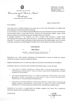 5 per mille 2014 lettera agli studenti