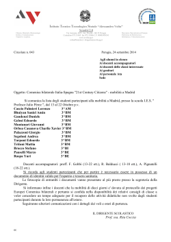 Oggetto: Comenius bilaterale Italia