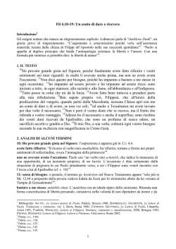 Fil 4,10-19: Un conto di dare e ricevere Ho provato grande gioia nel