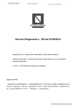 Decreto Dirigenziale n. 168 del 01/08/2014 - Burc