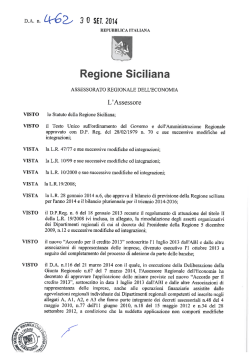 Decreto Assessoriale n.462 del 30 settembre 2014