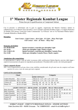 Comunicato gara 1° Master Regionale KL 2014