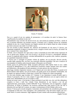 Grazie, P. Gaetano Non so a quanti di noi sia capitato