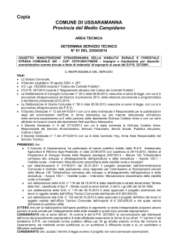 Determina Servizio Tecnico n°61/2014