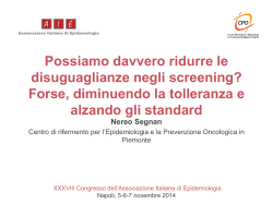 Diapositiva 1 - Osservatorio Nazionale Screening
