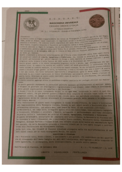 la pagina con il messaggio dei massoni piacentini