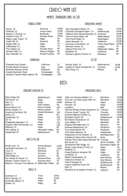 Wine Menu